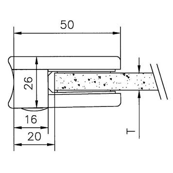 Glasklämma för Montering på Rör från 38,1-42,4 mm Ø / 6 och 8 mm