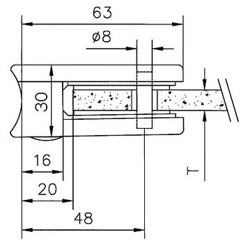 Glasklämma för Montering på Rör från 48,3-50,8 mm ø / 6, 8 och 10 mm