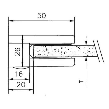 Stor Glasklämma för Montering på Väggar 6, 8 och 10 mm